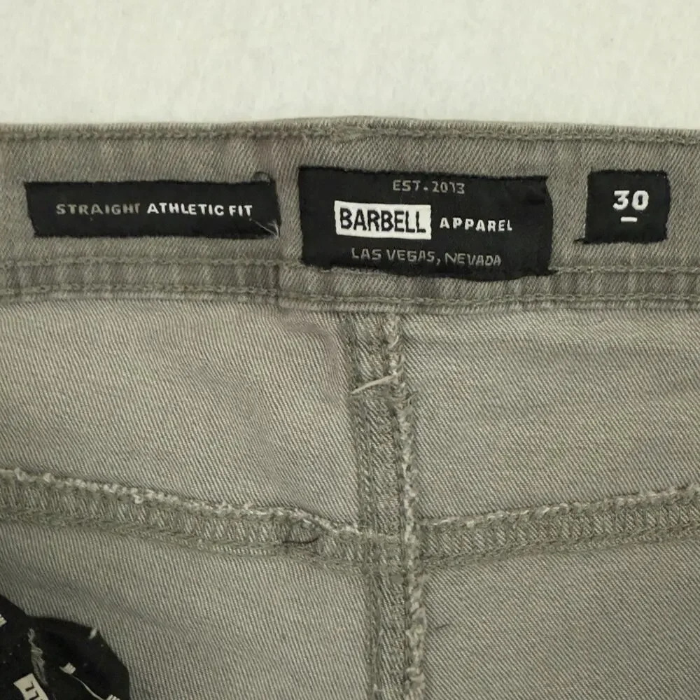 Barbell Apparel Jeans Mens Size 30 Gray Straight Athletic Fit 2.0 Stretch NWT